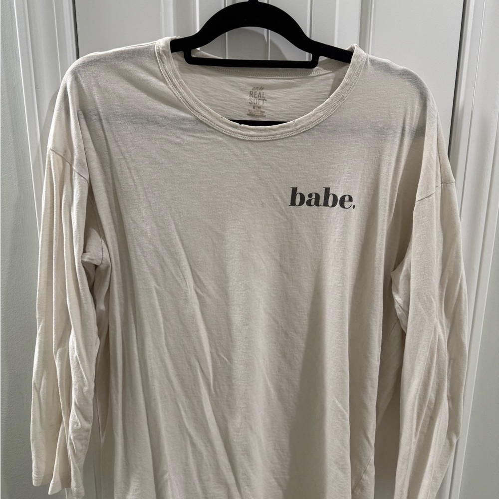 Aerie Cream Long Sleeve Tee